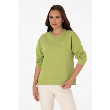 U.S. Polo Assn. Kadın Fıstık Yeşili Şardonlu Bisiklet Yaka Basic Sweatshırt