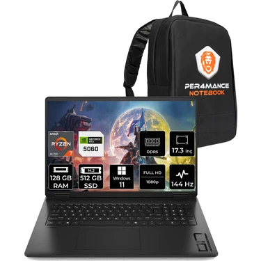 HP Omen 17 Ryzen AI 7 350 RTX 5060 8GB 128GB RAM 512GB SSD Fiyatı