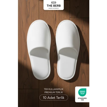 The Berb | 10 Çift | Beyaz Tek Kullanımlık Premium Otel&spa Terliği | Kaydırmaz