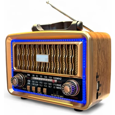 Ahşap Görünüm Nostalji Radyo,ledli Bluetooth Nostaljik