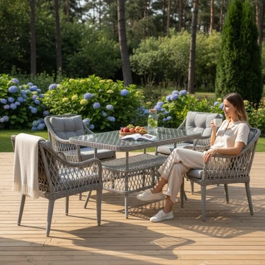 Tu Tienda MEDYA 4 SANDALYE+MASA(70*120) BAHÇE BALKON MUTFAK