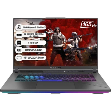 Asus Rog Strix G16 G614PH-RV056 Amd Ryzen 9 8940HX 32GB 1tb SSD RTX5050-8GB 115W Freedos 16" 165Hz