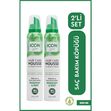 Icon Care 2'li Set Saç Bakım Köpüğü Rosemary & Mınt Onarıcı Etkili Hayvanlar Üzerinde