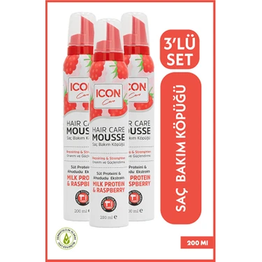 Icon Care Icon Care Saç Bakım Köpüğü Mılk Proteın & Raspberry 3'lü