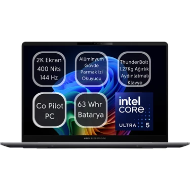 Asus Expertbook P5 14" Taşınabilir Bilgisayar Intel® Core™ Ultra 5 226V 16 GB RAM 512 GB SSD WQXGA