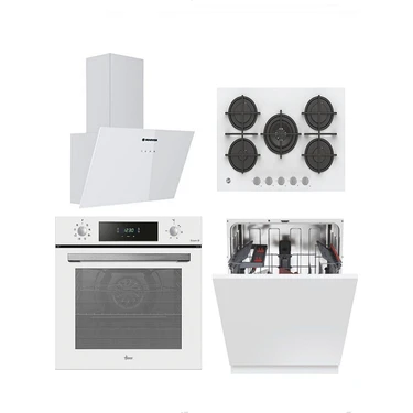Hoover 4'lü Ankastre Set Beyaz (HO3158W FIRIN/HVG74WK3W OCAK/HDG6C1GWTK DAV./HS6C4FOTS