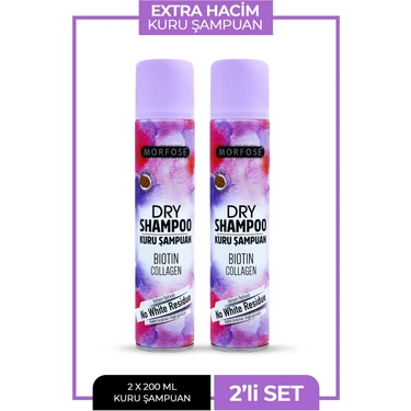 Morfose Kuru Şampuan Extra Hacim 2 Li Set 200 ml Hacim Verici Biotin Collagen