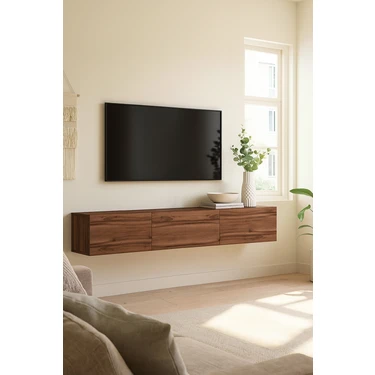 Dorpek Cercei 180 cm Modern Tasarımlı Tv Ünitesi Suntalam Malzeme Kahverengi Düz