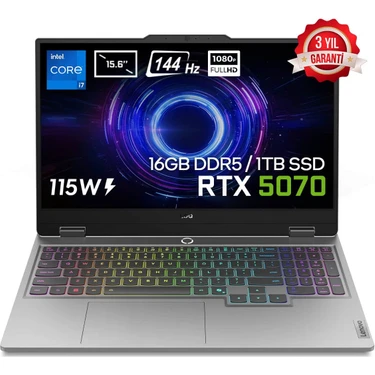 Lenovo Loq 15IRX10 Intel Core I7-13650HX 16GB Ddr5 1tb SSD RTX5070 8gb 115W 15.6 Inç Full Hd 144Hz
