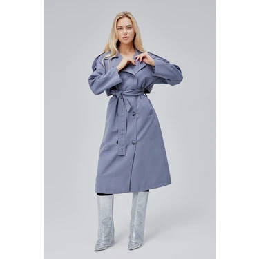 Bolivente Gri Oversize Astarlı Uzun