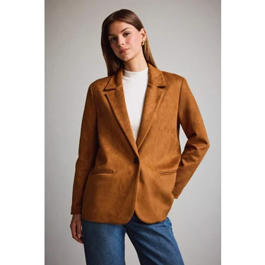 DeFacto Oversize Ceket Yaka Süet Blazer Ceket