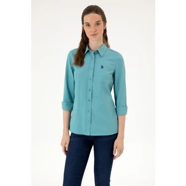 U.S. Polo Assn. Kadın Mint Uzun Kollu Basic Gömlek