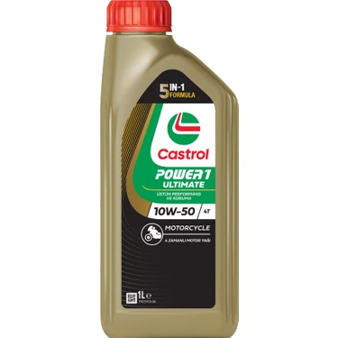 Castrol Power 1 Ultimate 4T 10W-50 1 Litre Motorsiklet Yağı 4 Zamanlı Motorlar İçin
