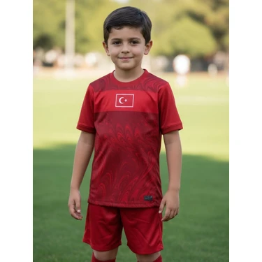 Bite Nose Türkiye Milli Takım Kırmızı Şortlu Çocuk Çoraplı  T-Shirt Halısaha