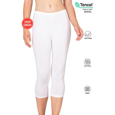 Özkan Underwear Özkan 27778 Kadın Premium Kumaş Modal Pamuklu Diz Altı Düz Kapri Tayt Esnek Rahat