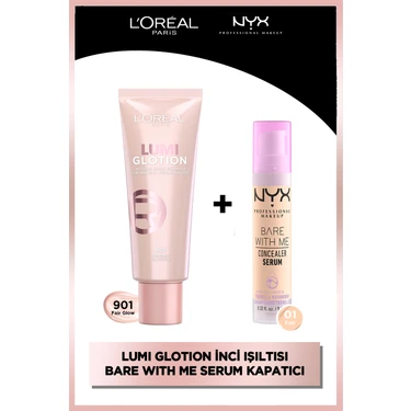 L'oréal Paris Glotion All-In-One Doğal Işıltı 901 - Fair Glow & Nyx Professional Makeup Bare With