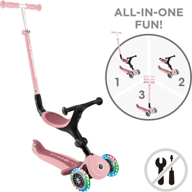Globber Go Up Active Işıklı Scooter - Koyu Pastel