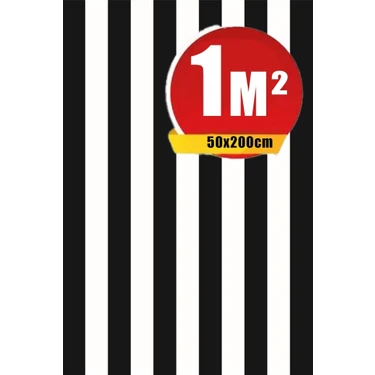 Bien Duvar Kağıtları Bien Exclusive (50CM x 2mt), 1 M² cm Siyah Beyaz Çzgili Yapışkanlı Kaplama Pvc