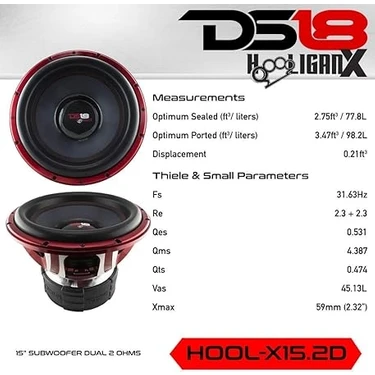 DS18 HOOL-X15.2D Hooligan 15 Spl Competition Subwoofer 6000W Fiyatı