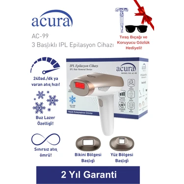 Acura Ac-99 Ultra Hızlı, 2 Başlıklı Sınırsız Atışlı Buz Lazer Ipl Lazer Epilasyon