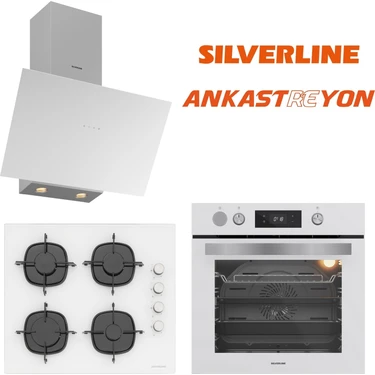 Silverline Beyaz Cam Ankastre Set BO65P4W01-CS5700E6W01-3481 Flam Beyaz (Buhar ve Airfryer