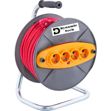 Dynamic Tech 20 Metre 3x2.5 Makaralı Seyyar Uzatma Kablosu 4 Prizli (Dörtlü) Makara