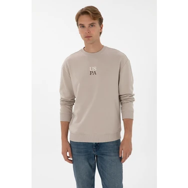 U.S. Polo Assn. Erkek Comfort Fit Bisiklet Yaka Taş Basic Sweatshirt
