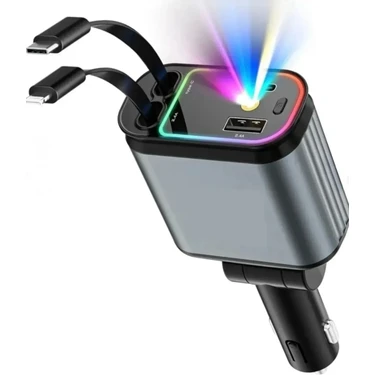 Azurtech USB C Type-C Araç Şarj Aleti, 4'ü 1 Arada Hızlı Şarj Araç 66W Araç USB Çakmaklık Şarj