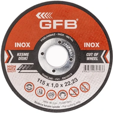 Gfb Metal Kesici Taş 115x1.0x22.23 Inox Kesme Taşı - 50
