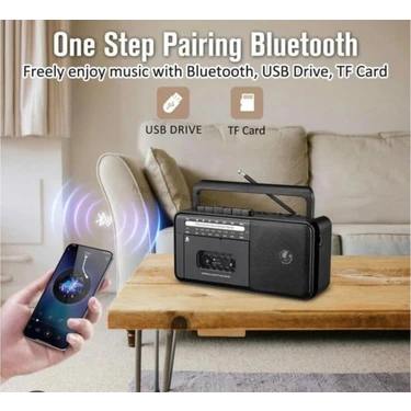 Taşınabilir Müzik Seti Kaset Çalar Fm Radyo USB Mp3 Player Bluetooth Hoparlör Retro Nostalji