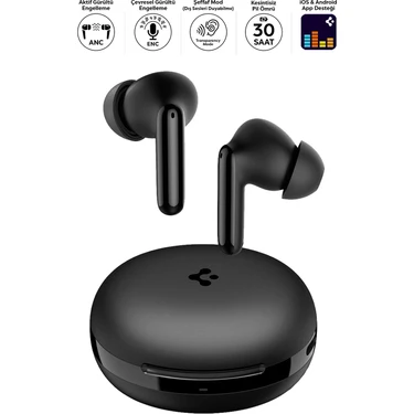 Spigen Audio TWS S10 Bluetooth Kablosuz Kulaklık - ANC Aktif Gürültü Engelleme + ENC 6 Mikrofon -