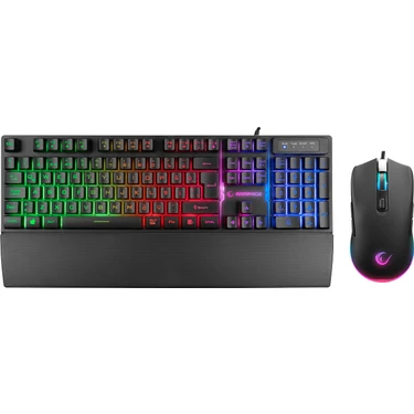 Rampage KM-RX7 FORTUNA V2 Gökkuşağı Aydınlatmalı USB Siyah Gaming Combo Q Gaming Klavye + 12800 dpi