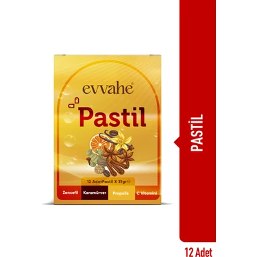 Pastil 12 adet(Zencefil, Karamürver, Propolis, C vitamini İçeren Pastil Takviye Edici