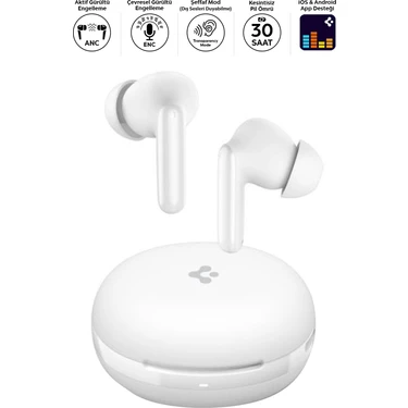 Spigen Audio TWS S10 Bluetooth Kablosuz Kulaklık - ANC Aktif Gürültü Engelleme + ENC 6 Mikrofon -