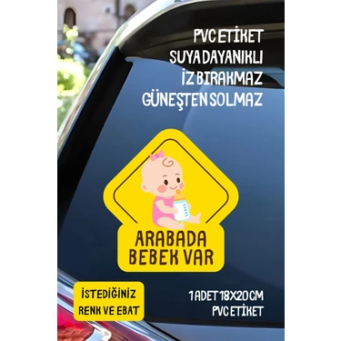 Alışveriş Kurdu Arabada Bebek Var Araba-Motosiklet Cam Etiket Sticker - Kız
