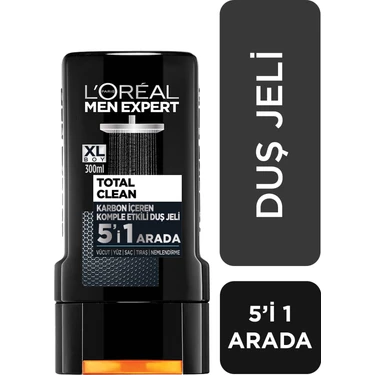 L'Oréal Paris Men Expert L'oreal Paris Men Expert Total Clean 300 ml Kömürlü Duş Jeli Yoğun Ferah