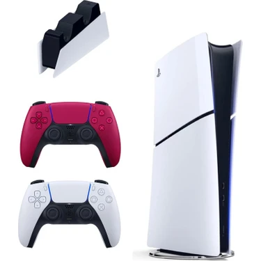 Sony Playstation 5 Slim Digital 825 GB + Şarj Istasyonu + 2. Kırmızı Dualsense Ithalatçı