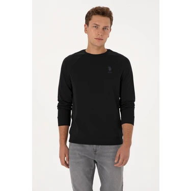 U.S. Polo Assn. Erkek Regular Fit Bisiklet Yaka Siyah Basic Sweatshirt