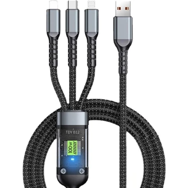 Epilons 3in1 100w Hızlı Şarj Ve Data Kablosu, 1.2m Halat Örgü Kırılmaz Uç, Usb-c Lightning Micro
