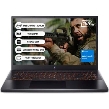 Acer Nitro V15 NH.QZAEY.004 I9 13900H 16GB 512GB SSD RTX5060-8GB 165Hz 15,6" W11 Home Taşınabilir