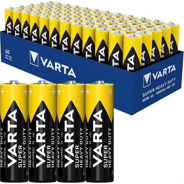 Varta AA Kalem Pil 60'lı Paket 1.5V Çinko-Karbon Tek Kullanımlık Güç