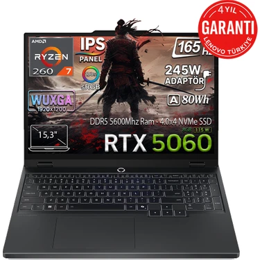 Lenovo Legion 5 15AHP10 AMD Ryzen 7 260 24GB 1TB SSD RTX 5060 8GB (115W) Freedos 15.3" 165Hz WUXGA