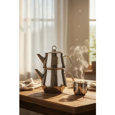 YUNUSOĞLU HOME Aletta Büyük Boy Çelik Çaydanlık 2.5 lt Metal Kulp ile Paslanmaz Çelik Tasarım — Hepsiburada ürün görseli