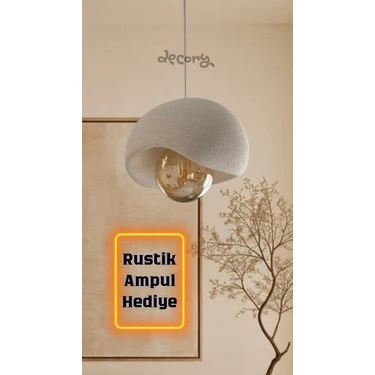 Decory Beton Görünümlü Tekli Sarkıt Avize,Bohem Sarkıt Avize (Rustik Ampul Hediyeli)