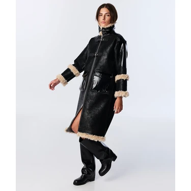 Twist SUNİ KÜRK MIX DERİ GÖRÜNÜMLÜ MONT TW6250012172001 Fiyatı