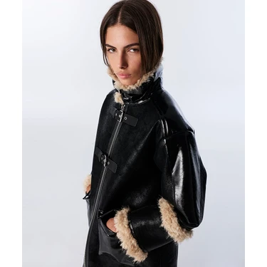 Twist SUNİ KÜRK MIX DERİ GÖRÜNÜMLÜ MONT TW6250012172001 Fiyatı
