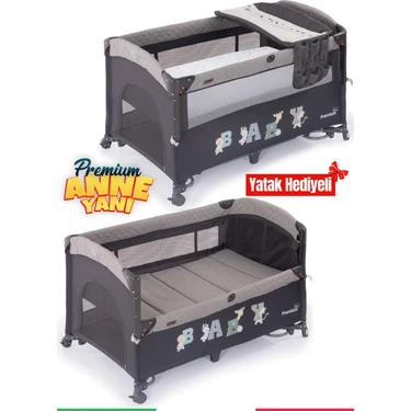 Prego Premium Line Alt Açma Üniteli Anne Yanı Oyun Parkı + Yatak