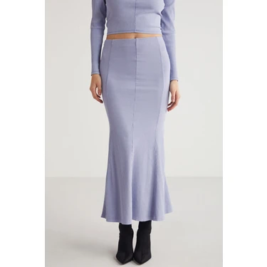 Grimelange Catelıne Kadın Slim Fit Beli Lastikli Vucudu Saran Midi Lila