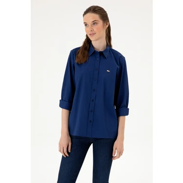 U.s. Polo Assn. Kadın Indigo Gömlek Desenli