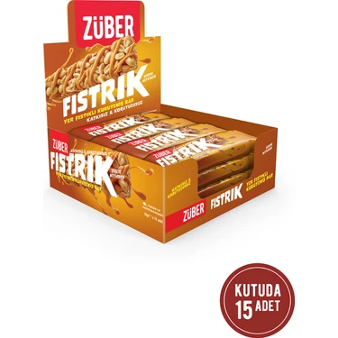 Züber Fıstrık Yer Fıstıklı Kuruyemiş Bar 30g x 15